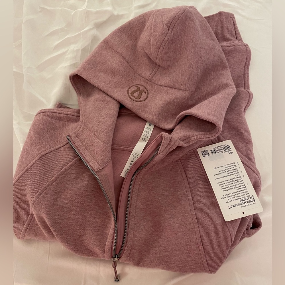 NEW lululemon scuba half zip hoodie size M/L heathered pink taupe